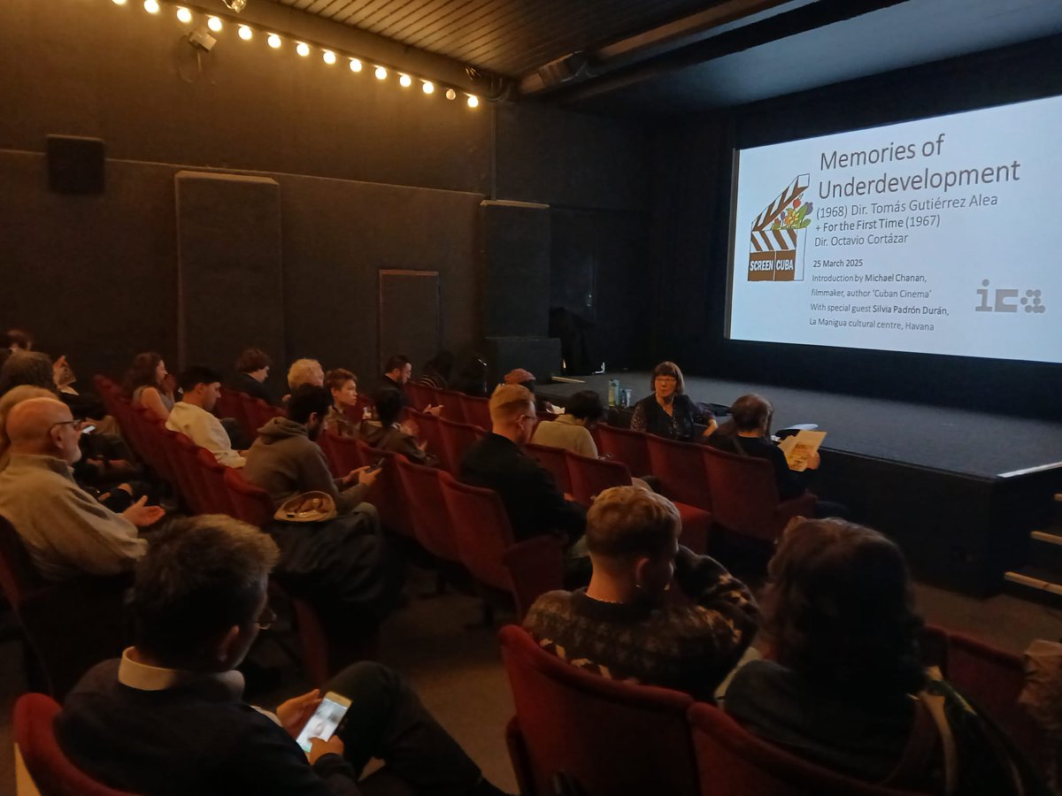 oficult's tweet photo. At the @ICALondon, the audience enjoyed "Memories of Underdevelopment"and the short "For the First Time" by Octavio Cortázar in #ScreenCuba.With the presence of Silvia Padrón,and the words of the outstanding Cuban film scholar, @michaelchanan,who highlighted Titón's work. https://t.co/gQH3aBXUR2
