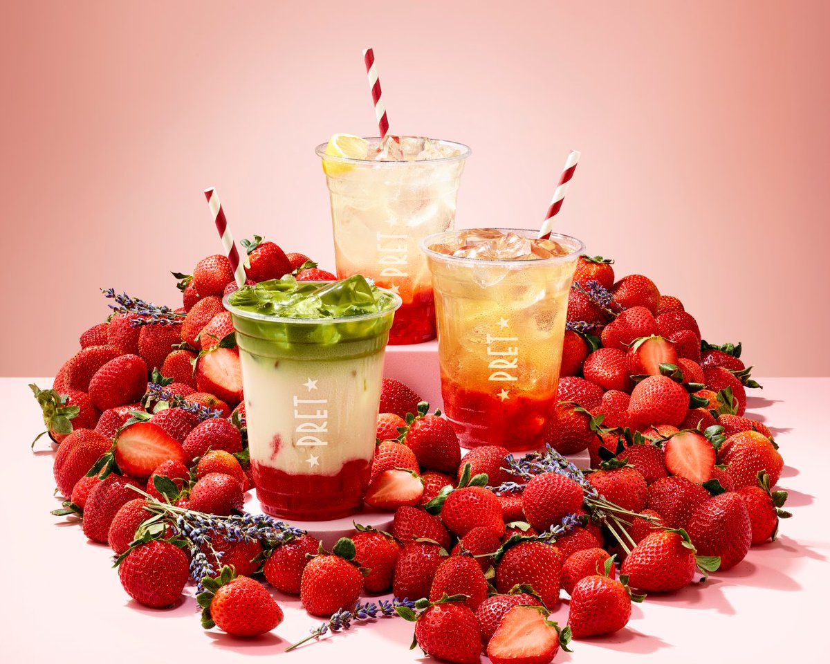 Drinks are in bloom at Pret 🍓🌷

Pop in today to try one of our NEW Strawberry Lavender Lemonades, Iced Teas &amp; Matchas!