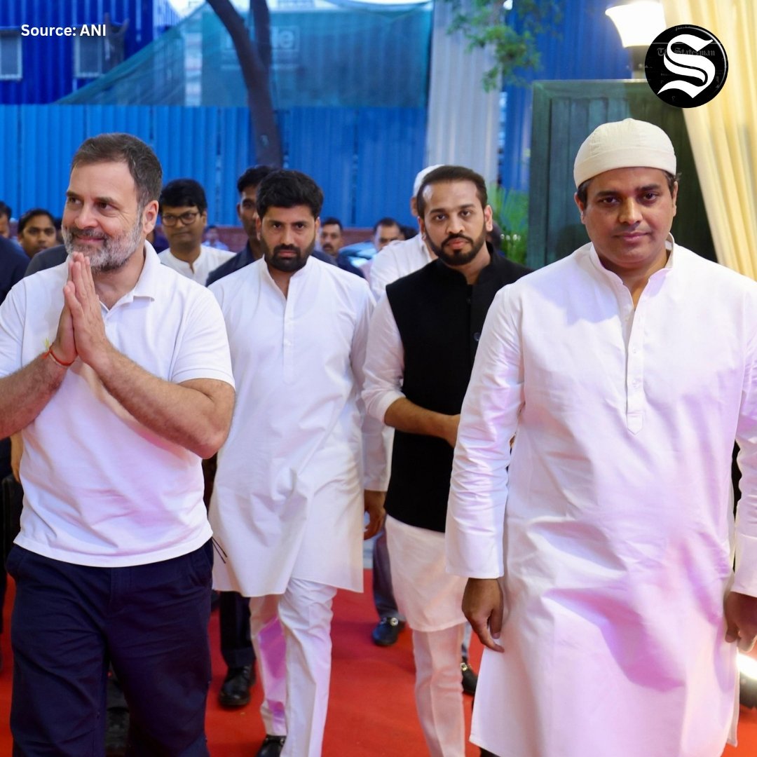 TheStatesmanLtd's tweet photo. Congress MP Imran Pratapgarhi hosted an Iftar party at his residence. Lok Sabha LoP Rahul Gandhi, party chief Mallkarjun Khargeand several other MPs from various parties attended the party.

@ShayarImran | #IftarParty #Congress #Ramadan2025 https://t.co/KOe7DuA57B