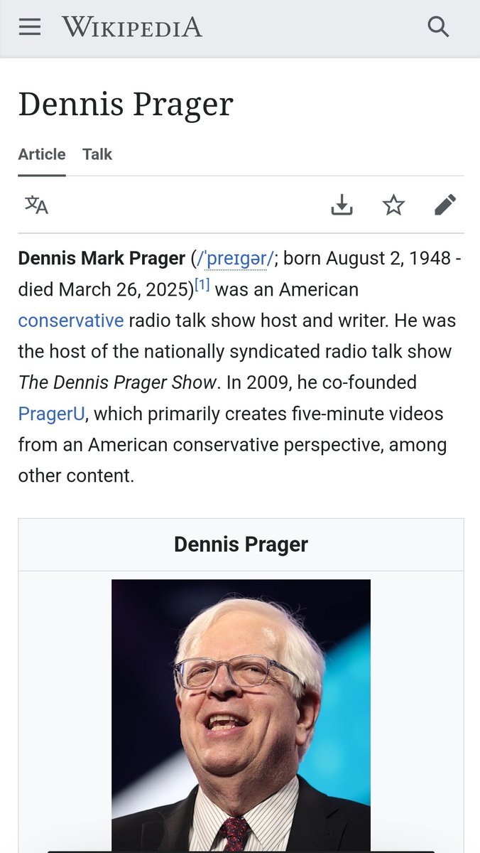 RIP Dennis Prager