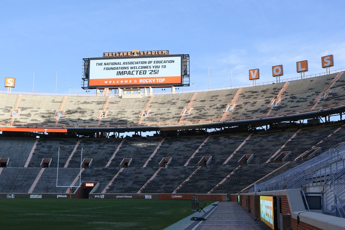 educateknox's tweet photo. The KEF staff had a fantastic time at the #ImpactED25 opening reception at Neyland Stadium last night! Excited and ready to dive into Day 2 of the National Association of Education Foundations National Conference! #NAEF https://t.co/2wKz80fFs5