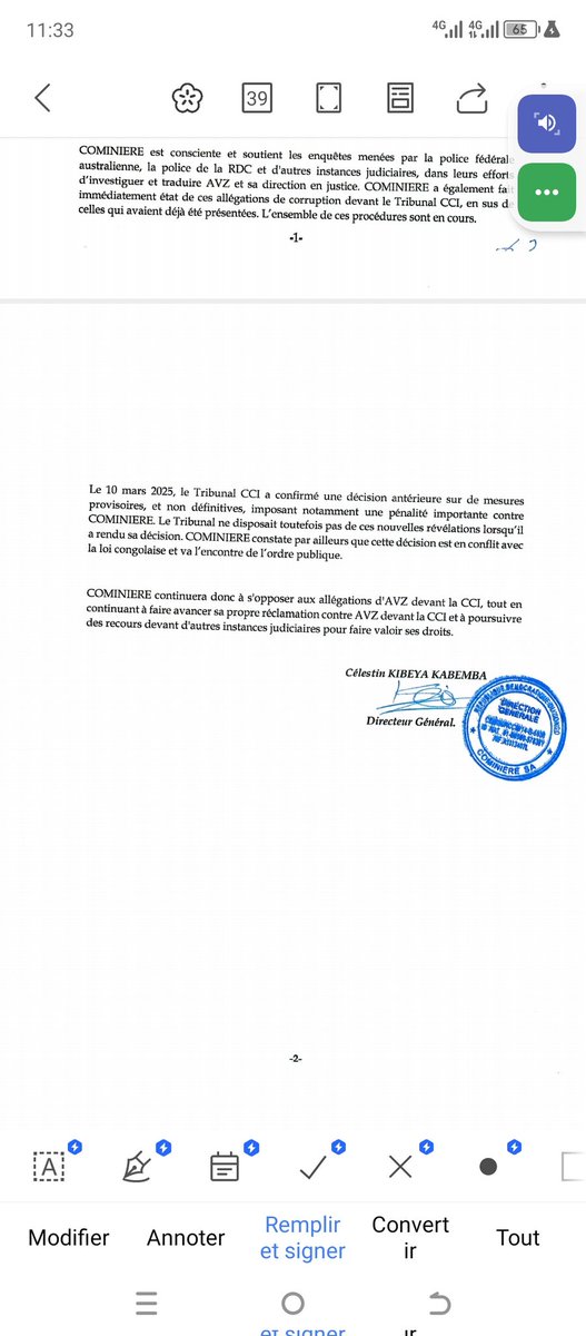 La décision de la CCI est en conflit avec la Loi congolaise et à l'encontre de l'ordre public

<a href="/AvzMinerals/">AVZ Minerals Limited</a> invitée à retirer ses demandes et à coopérer avec l'ensemble des autorités de police
Avec <a href="/cominiereSA/">COMINIERE SA</a>, <a href="/CelestinKibeya/">Celestin Kibeya</a>, <a href="/MinMinesRDC/">Ministère des Mines - RDC</a>, <a href="/ministereportef/">Ministère du Portefeuille RDC</a>, <a href="/geopolis_hebdo/">Géopolis Hebdo</a>
1/2