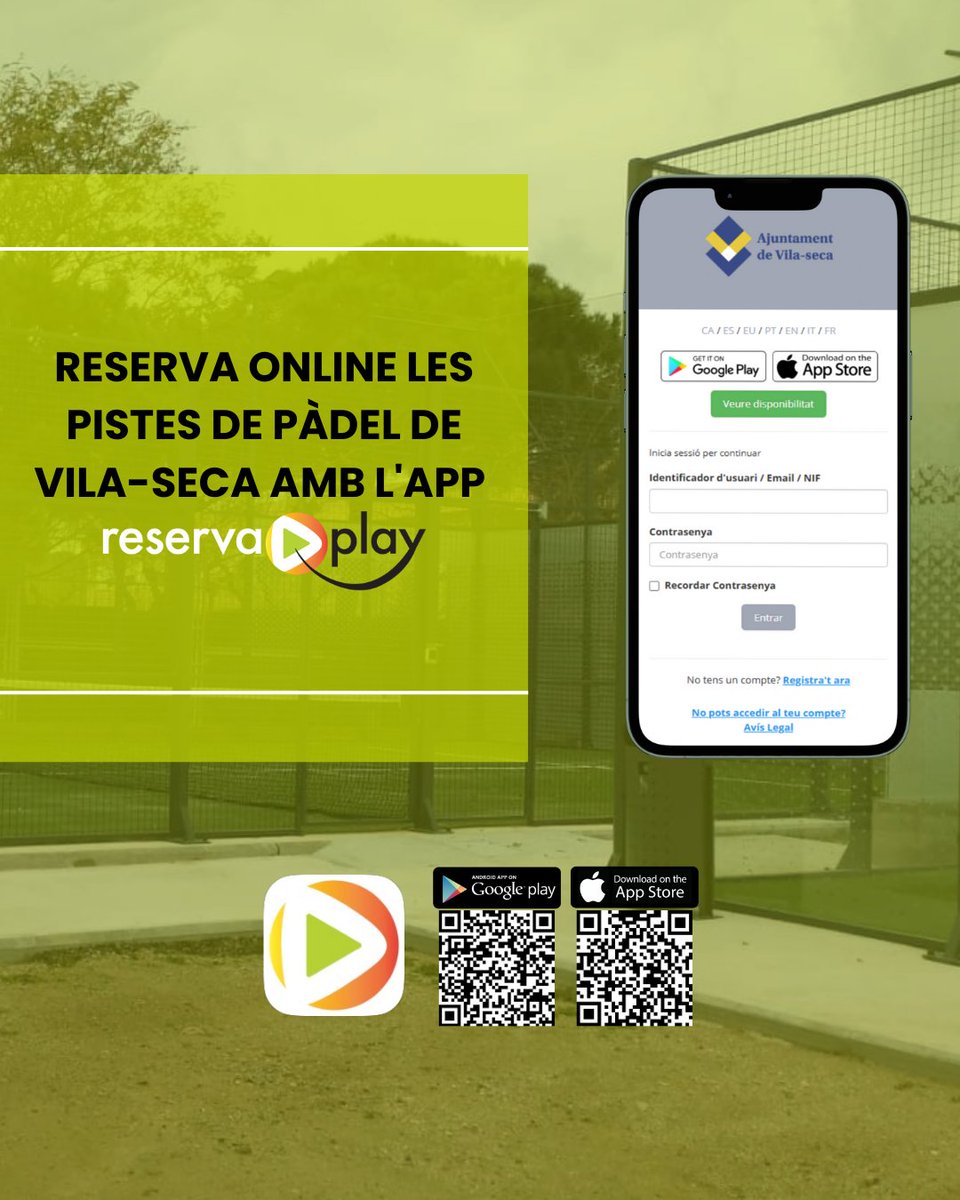 🏓 Reserva de pistes de pàdel més fàcil i eficient a <a href="/AjVilaseca/">Ajuntament de Vila-seca</a>  amb #ReservaPlay! 📲

✅ Una solució completa per a la gestió d’instal·lacions municipals!

#software #gestion #instalaciones #municipales #automatizacion #innovacion #smartcities #tecnologíamunicipal