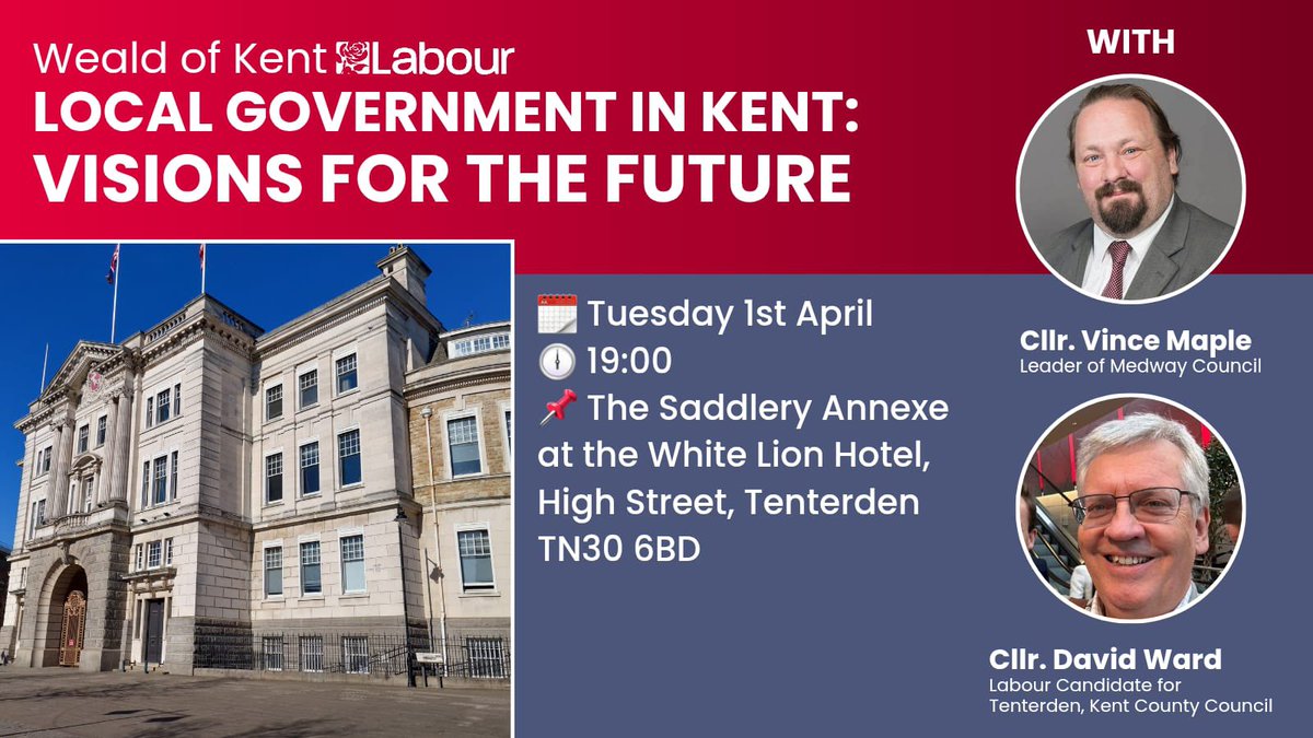 Pleased to be speaking with <a href="/vincemaple/">Vince Maple #ProudToBeMedway</a> Leader of Medway on the future of Kent’s local government. Open meeting 7pm 1st April in White Lion, Tenterden to discuss new unitary authorities &amp; opportunity to improve effectiveness &amp; efficiency of our local democracy &amp; public services.