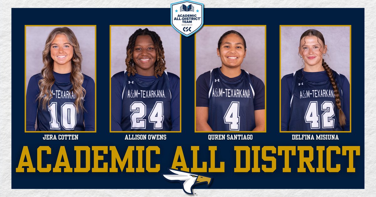 Congratulations to Jera Cotten, Allison Owens, Quren Santiago, and Delfina Misiuna for being named to the 2024-25 NAIA Women's Basketball Academic All-District Team! #SoarEagles