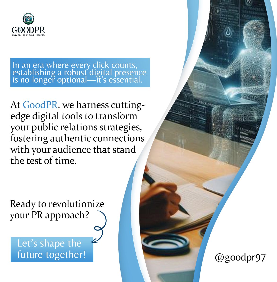 bjbluesky's tweet photo. 📢 Every Click Counts—Is Your Digital Presence Strong Enough? 🌍✨

In today's fast-paced world, a robust digital presence isn’t optional—it’s essential! 🚀💡

At #GoodPR, we leverage cutting-edge digital tools to transform your PR strategy, ensuring you build authentic, lasting connections with your audience. 🤝💬

🔥 Ready to revolutionize your PR approach? 🔥

Let’s shape the future together! 🚀 Contact us today for a personalized consultation and take the first step toward elevating your brand’s voice! 📈🎯
.
.
.
#DigitalPR #BrandGrowth #MarketingStrategy #PRExperts #ReputationMatters #GoodPR #PublicRelations #SocialMediaSuccess #ElevateYourBrand #BrandAwareness #MediaRelations #OnlineReputation #PRStrategy #BuildYourBrand #MarketingSolutions #AuthenticConnections