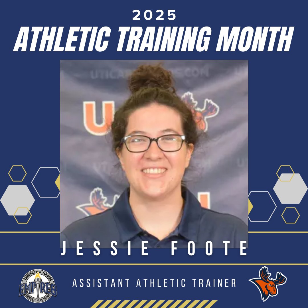 Finally, we have Assistant Athletic Trainer Jessie Foote! Foote handles football, men's and women's wrestling and softball at Utica. Thanks for all you do!

#E8 #E8Proud #LeadersCompeteHere #WhyD3