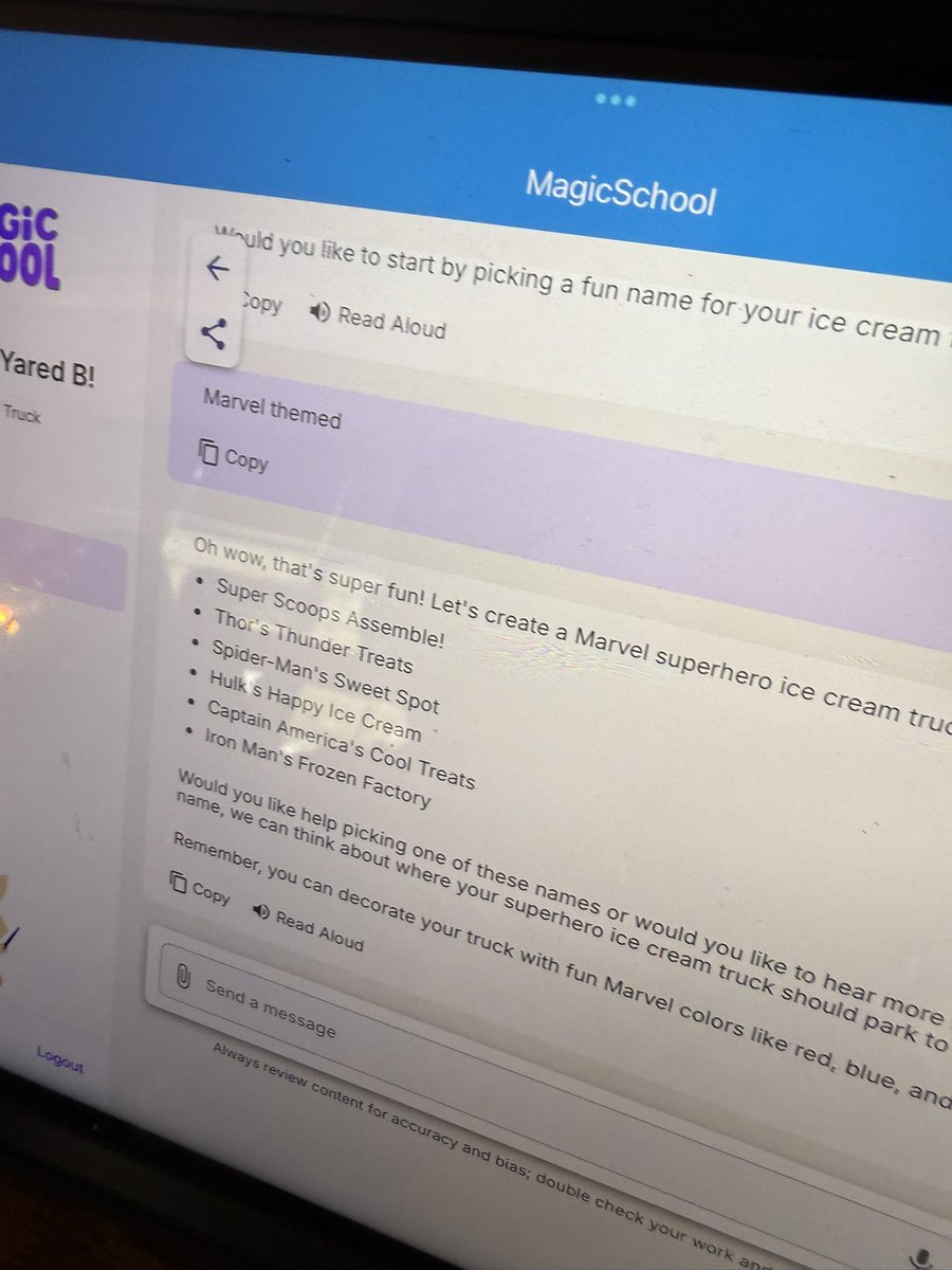 Creative sparks are flying in Ms. Lukacs’ 1st grade class! Students are using @MagicSchoolAI to brainstorm names for their ice cream trucks &amp; bringing their sweet ideas to life with @Canva to design eye-catching marketing campaigns. Future entrepreneurs in the making! <a href="/MSTMAGNET/">MST Magnet School</a>