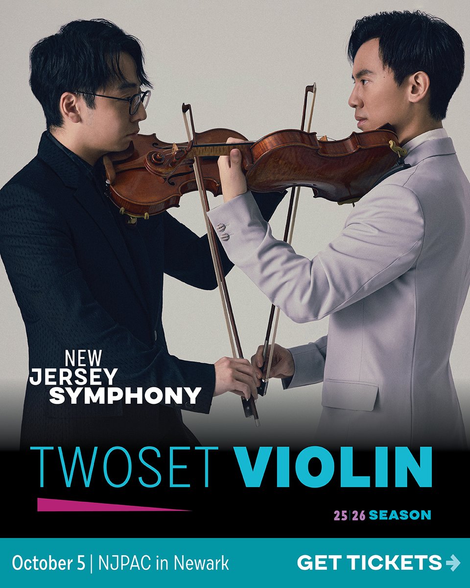 njsymphony's tweet image. Tickets for @TwoSetViolin with @njsymphony are LIVE! 🎻🎻

Oct 5 @NJPAC: Violinists Eddy Chen &amp;amp; Brett Yang bring their classical music comedy to the stage with a full symphony orchestra.

Get your seats TODAY at njsymphony.org/twoset.

#twosetviolin #eddychen #brettyang