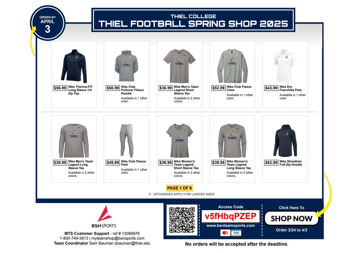Team store link is up! A lot of great Tomcat Football apparel - the store will close on April 4th at 3am EST. 
mandrillapp.com/track/click/30…