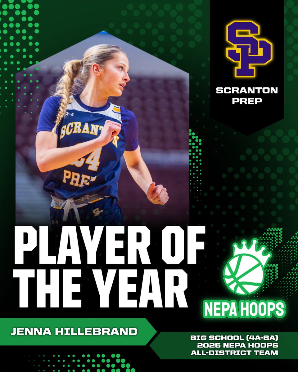 NEPA Hoops (@nepahoops) on Twitter photo BIG SCHOOL GIRLS PLAYER OF THE YEAR: JENNA HILLEBRAND ‼️
Among District 2’s 21 Big School programs (4A–6A), one player stood above the rest.
<a href="/JennaHillebrand/">Jenna Hillebrand</a> delivered another dominant season for <a href="/SPSGirlsBball/">Scranton Prep Girls Basketball</a>:
☑️ 1,103 career points
☑️ All-State, All-League, All-Regional BIG SCHOOL GIRLS PLAYER OF THE YEAR: JENNA HILLEBRAND ‼️
Among District 2’s 21 Big School programs (4A–6A), one player stood above the rest.
<a href="/JennaHillebrand/">Jenna Hillebrand</a> delivered another dominant season for <a href="/SPSGirlsBball/">Scranton Prep Girls Basketball</a>:
☑️ 1,103 career points
☑️ All-State, All-League, All-Regional