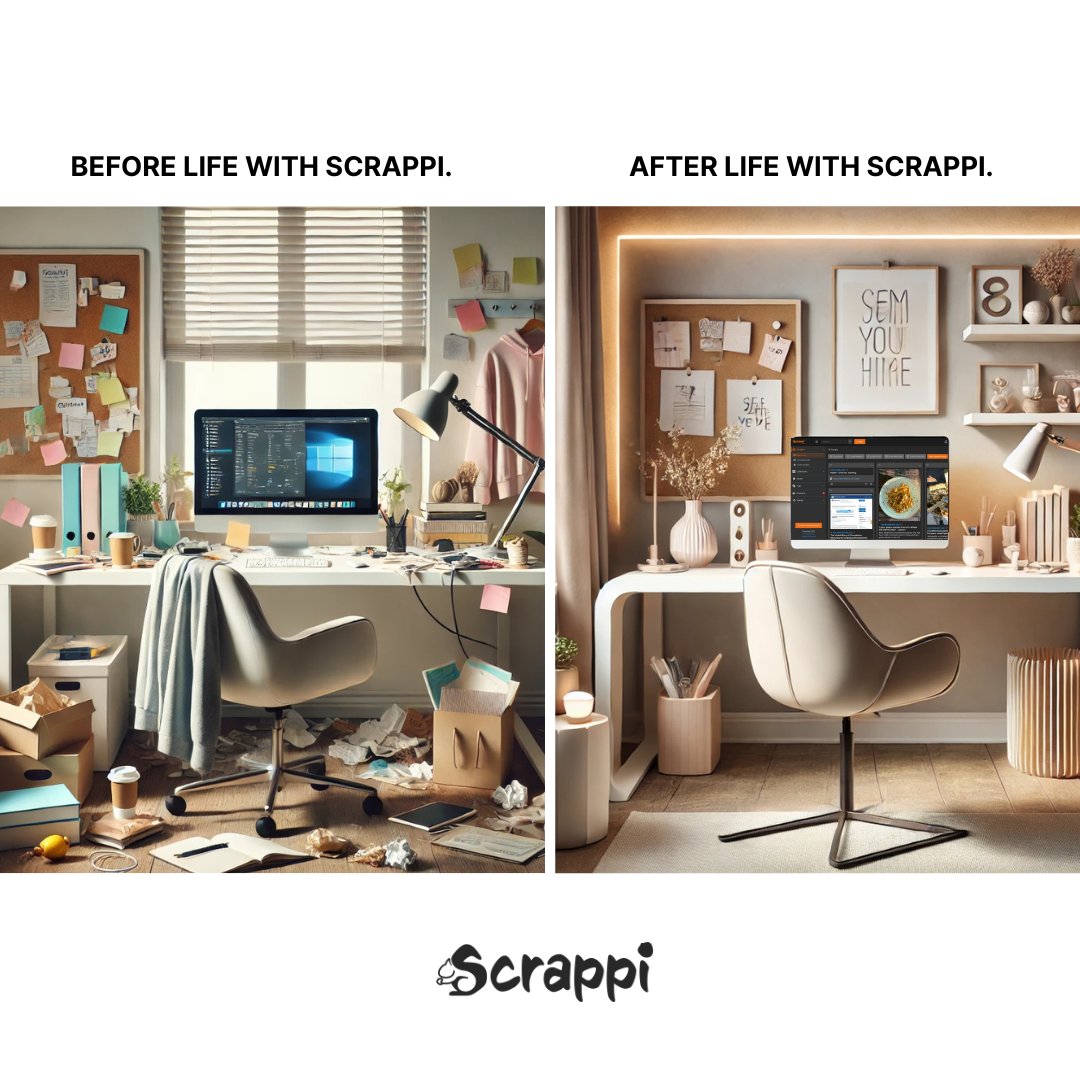The Organization Tool You Didn’t Know You Needed! Your desk isn’t the only thing that needs organizing—Scrappi keeps all your digital content, notes, and ideas in one easy-to-access space.

Ready to clean up your workspace?🐿️ bit.ly/4kCVwwD