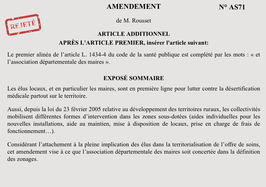 #Désertsmédicaux

✅ Adoption de mes amendements contre la régulation à l'installation et pour demander l'avis des étudiants en médecine dans la définition des zonages. 

❌Une partie de la commission a refusé ma proposition d'associer les élus locaux à la définition des zonages.