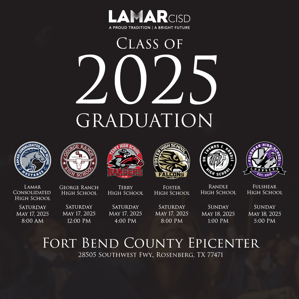 We are so excited to celebrate the Class of 2025!🎉
As graduation fast approaches, we’ve developed the 2025 Graduation FAQ for important information, including:
▪️Times/location
▪️Transportation
▪️Photography
▪️Parking
▪️Prohibited items
▪️Livestream

🔗lcisd.org/graduation