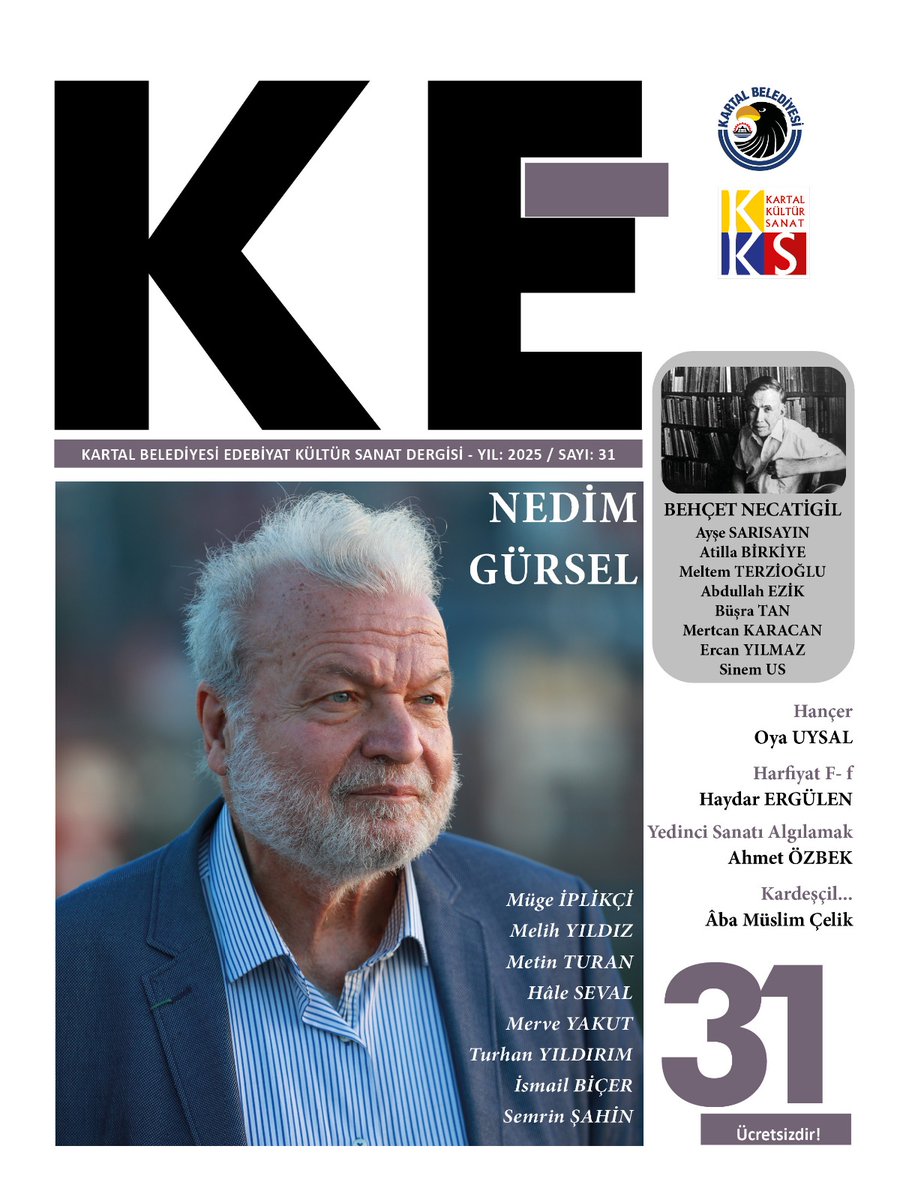 “KE”, EDEBİYAT ve SANAT DÜNYASININ NABZINI YANSITMAYA DEVAM EDİYOR.
kartal.bel.tr/_Dokumanlar/ke…