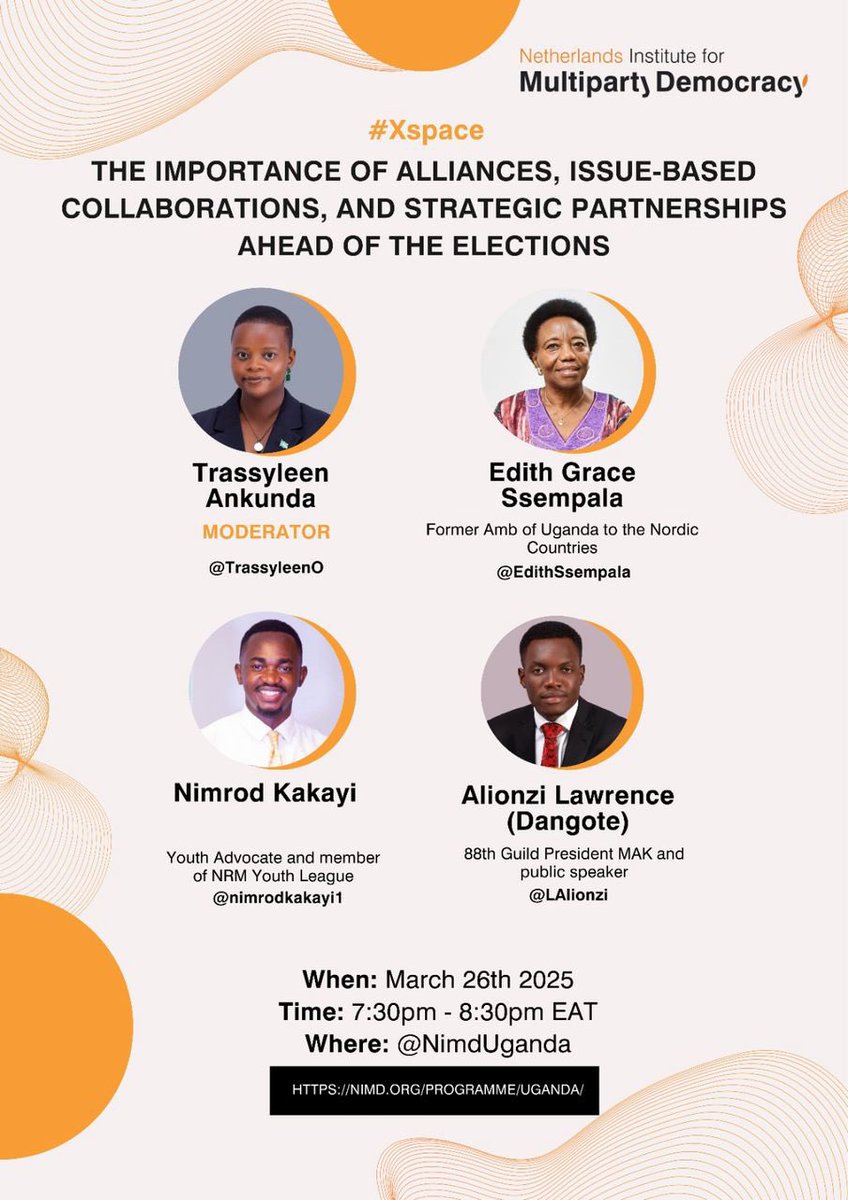 Trassyleen Ankunda (@trassyleeno) on Twitter photo One of my friend the other day reminded me how alliances helped her win elections in 2021. Do you know how best this can be done ? Join us tonight <a href="/NimdUganda/">NIMD Uganda</a> at 7:30 to discuss the importance of alliances,issue-based collaborations and strategic partnerships ahead of election One of my friend the other day reminded me how alliances helped her win elections in 2021. Do you know how best this can be done ? Join us tonight <a href="/NimdUganda/">NIMD Uganda</a> at 7:30 to discuss the importance of alliances,issue-based collaborations and strategic partnerships ahead of election