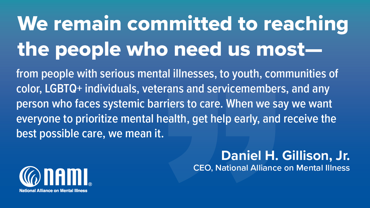 NAMICommunicate's tweet image. “Our path forward may shift with the landscape, but our destination remains unchanged.” – @DanGillison, CEO, NAMI
As mental health needs grow, NAMI is leaning in—with a bold plan and a shared commitment to change lives.
Read the full statement from our CEO:…