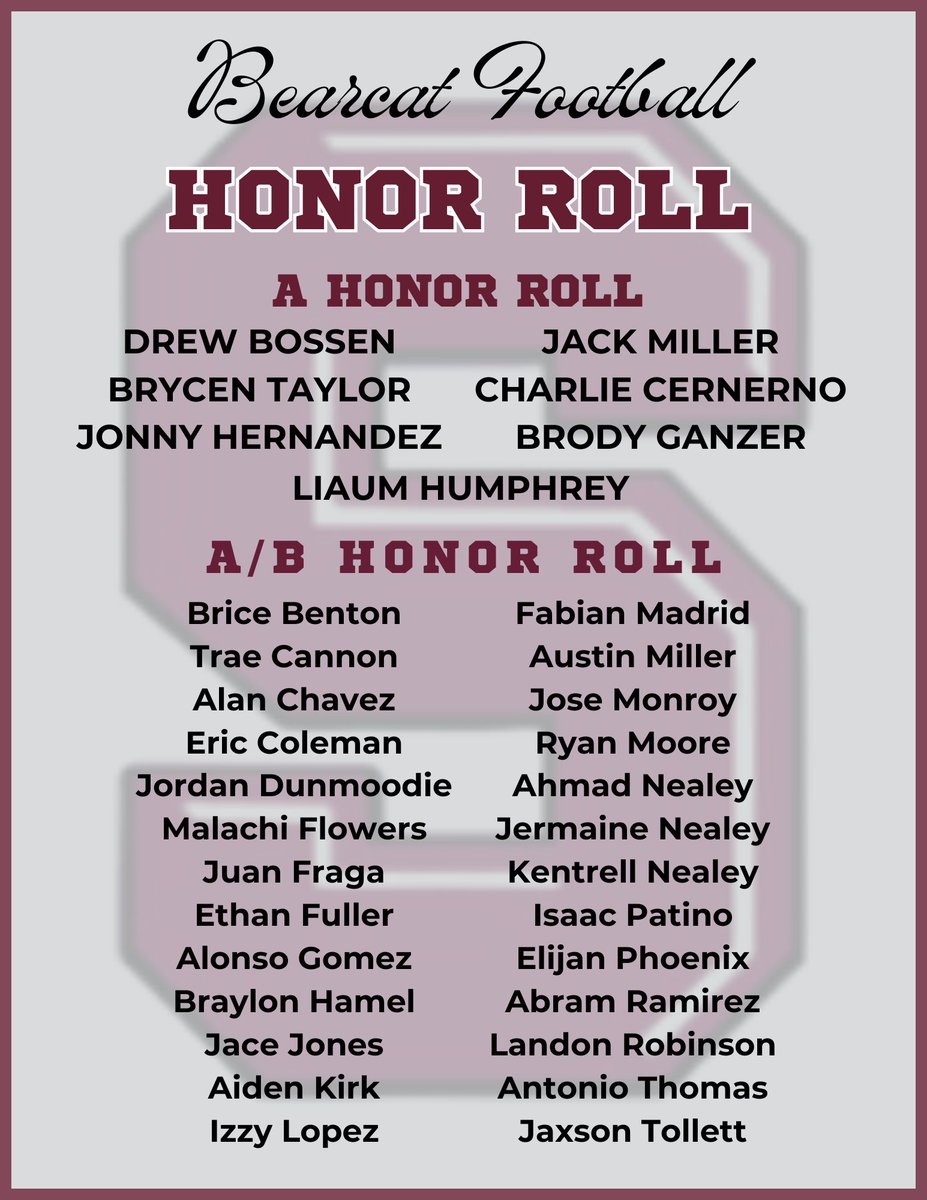 🎉Congrats to our Honor Roll Bearcats!🐾