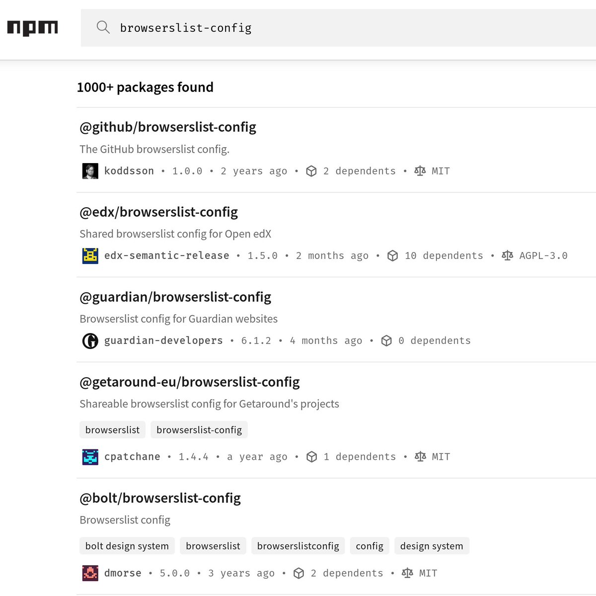 If you search npm for "browserslist-config," you'll find plenty of shared configs from big companies showing their target browsers:

npmjs.com/search?q=brows…

Curious to see the browser support policies from different folks.