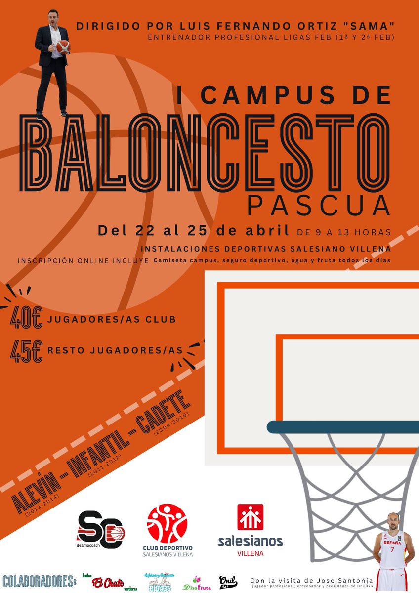 Quedan 10 días para cerrar inscripciones y solamente 5 plazas disponibles, hazte con la tuya y comparte baloncesto con 50 players, coach titulados, visitas pro, sorteos de regalos, etc. Hazlo yaaaa 💪🏼

Toda la info y enlace inscripción en: villena.salesianos.edu/clubdeportivo/…