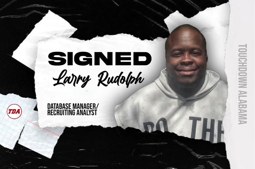 Touchdown Alabama Recruiting (@tdarecruiting) on Twitter photo Touchdown Alabama is proud to announce we have added Larry Rudolph to our recruiting team. 🙌
Rudolph brings a vast knowledge of South Alabama high school football to our team.
Give Him A Follow At <a href="/ScoutFball/">Larry Rudolph</a>. Touchdown Alabama is proud to announce we have added Larry Rudolph to our recruiting team. 🙌
Rudolph brings a vast knowledge of South Alabama high school football to our team.
Give Him A Follow At <a href="/ScoutFball/">Larry Rudolph</a>.