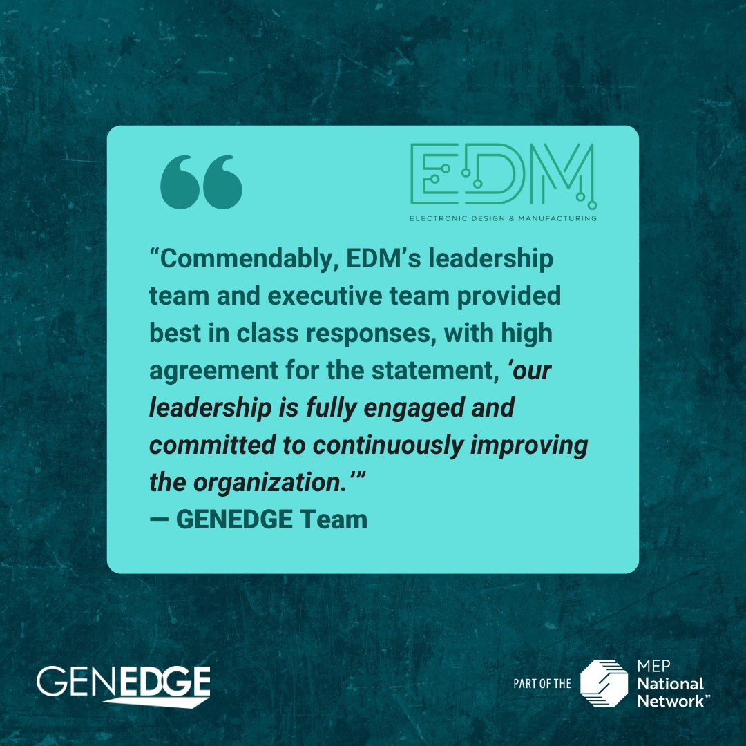 Recently, GENEDGE helped <a href="/edm_va/">EDM VA</a> continue its focus on Operational Excellence with an assessment to identify areas of strength and opportunities for improvement! We are so excited to watch EDM continue to innovate, compete, and grow! #Manufacturing #InnovateCompeteGrow #GENEDGE