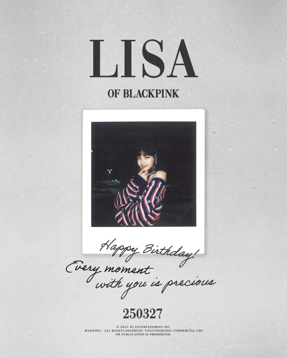 HAPPY BIRTHDAY LISA🎉
✅2025.03.27

#BLACKPINK #블랙핑크 #LISA #리사 #HAPPYBIRTHDAY #20250327 #YG