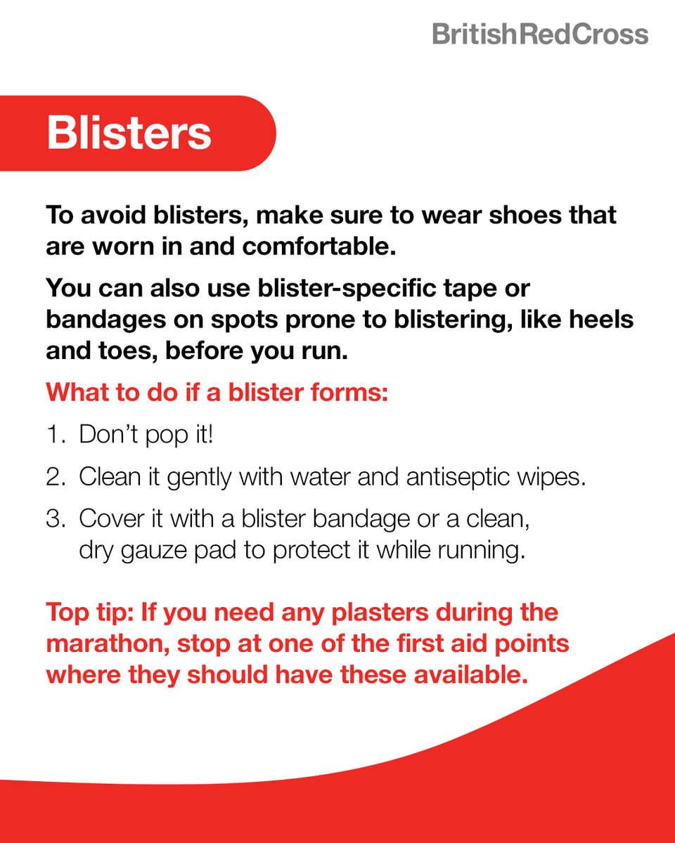 BritishRedCross's tweet photo. Save this post as a reminder. And for more first aid tips, download the free British Red Cross first aid app: https://t.co/4MYIR6GPL1
Stay prepared, listen to your body, and most importantly: enjoy. โค๏ธ
Are you running for #TeamRedCross this year? Let us know! https://t.co/a2A6eE7CoO