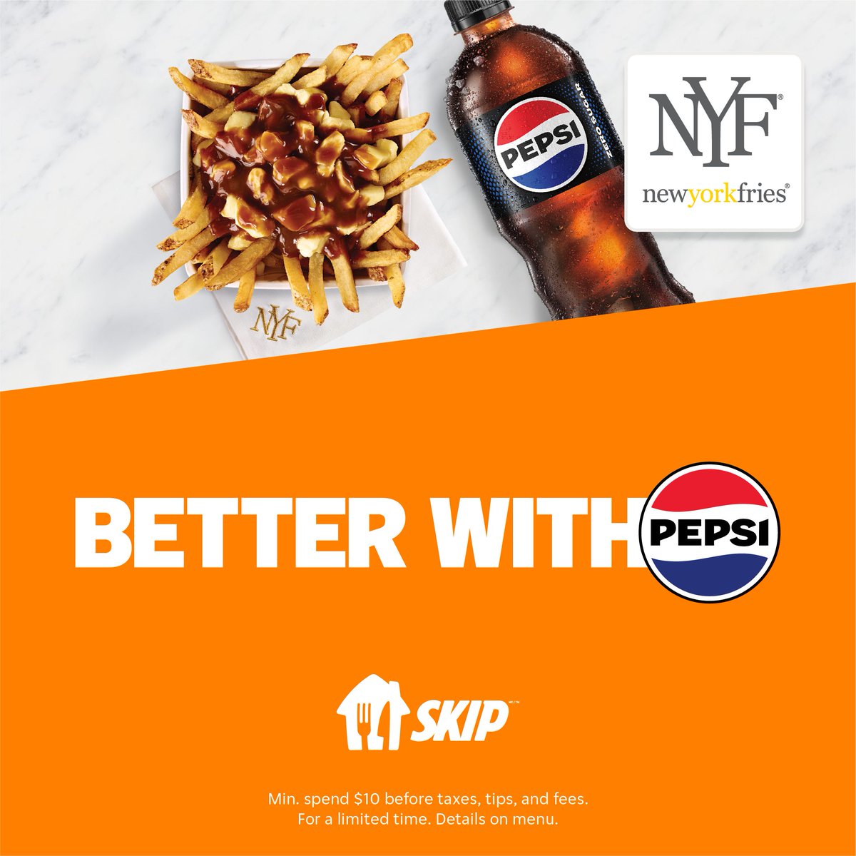 get $5 off all <a href="/NewYorkFries/">New York Fries</a> combos with code NYFPEPSI5 at checkout