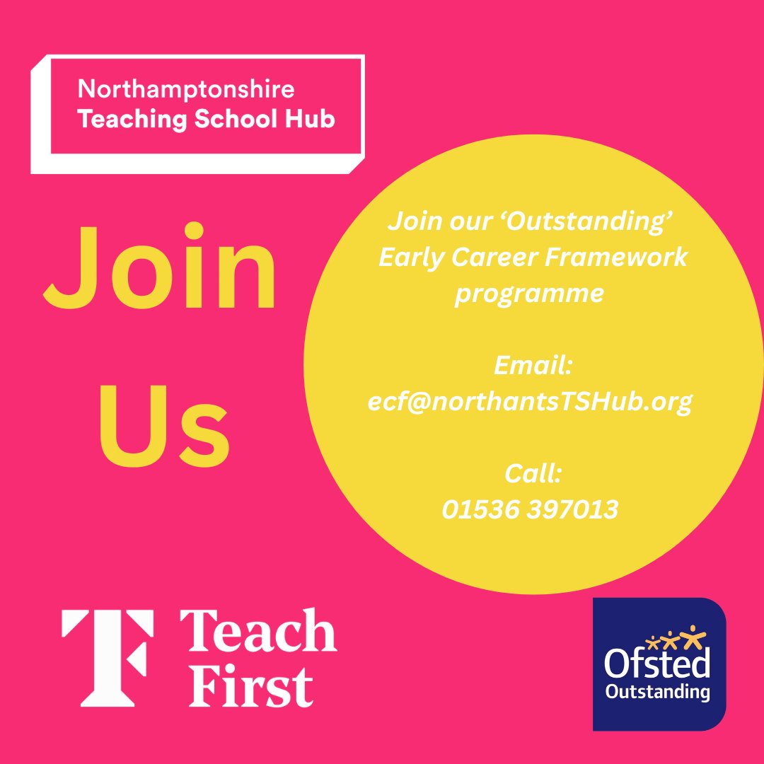 "An incredibly strong offer for ECTs.” Ofsted 2025

🙌We are thrilled to share that the Teach First ECF programme is OUTSTANDING! 🙌

Join the vibrant educational community across Northamptonshire already part of the Teach First ECF programme - northamptonshireteachingschoolhub.org/page/?title=Ea…