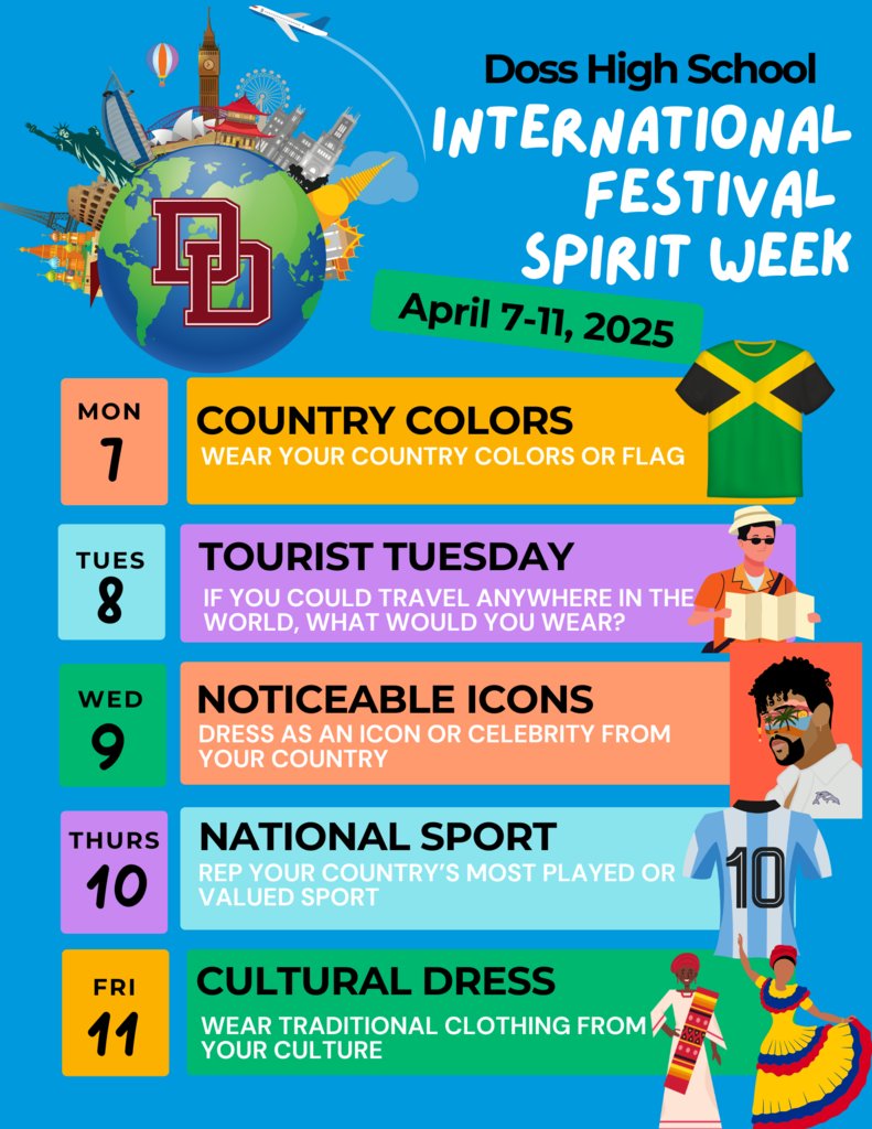 Doss International Festival Spirit Week April 7-11th