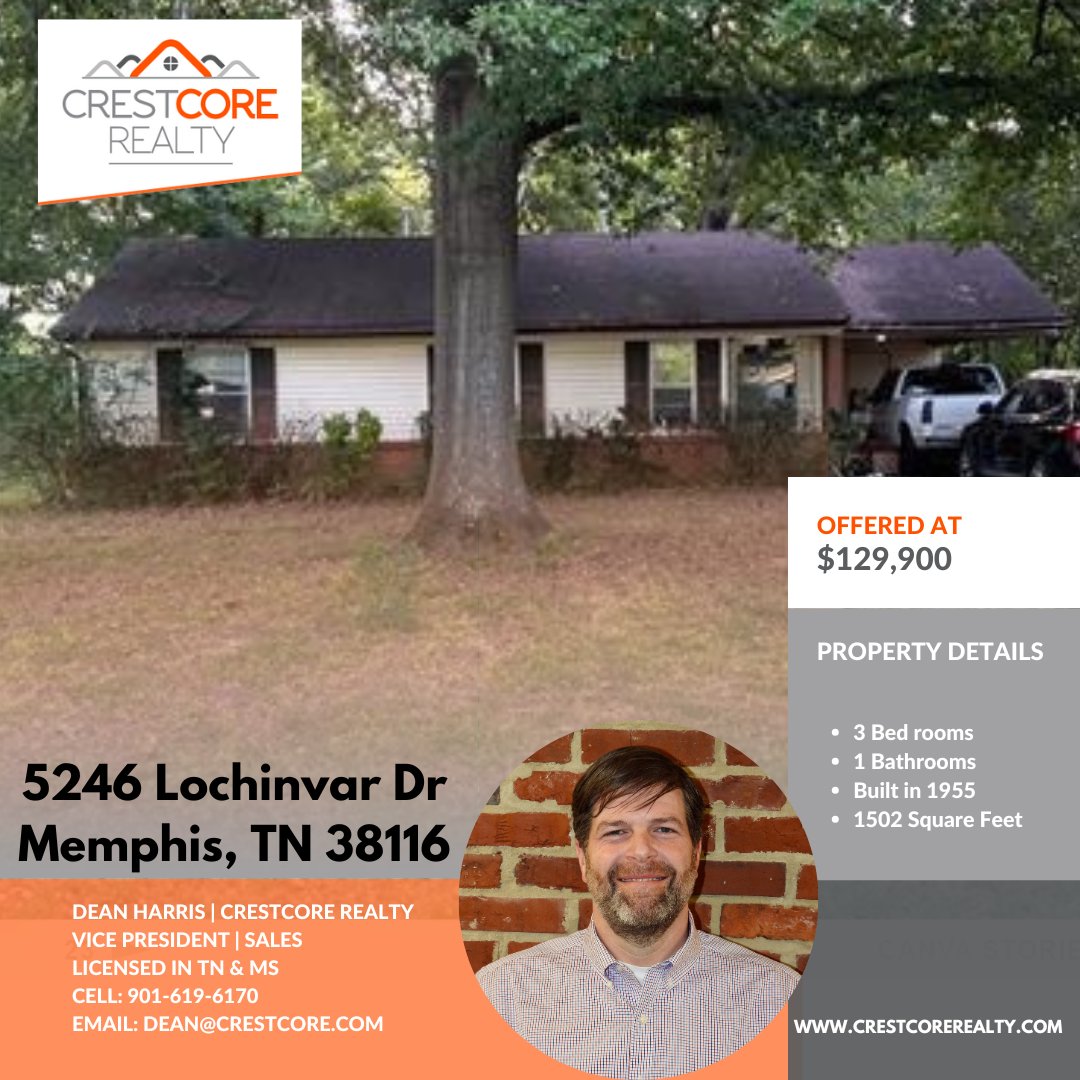 Fantastic investment opportunity in the Shelby area. This 3br/1 bath single-family home is in the 38116 area. 

#realestate #realestateinvestment #Justlisted #sold #broker #mortgage #homesforsale #ilovememphis #memphistennessee #Memphis