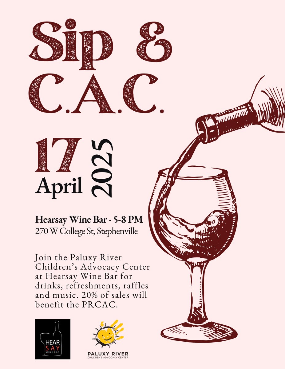 We are looking forward to our Sip &amp; C.A.C. at Hearsay Wine Bar next Thursday! Come join us for a fun and relaxing evening, while also supporting the PRCAC! 20% of sales will be donated to the PRCAC! See you soon! #BLUEforHope #ChildAbusePreventionMonth