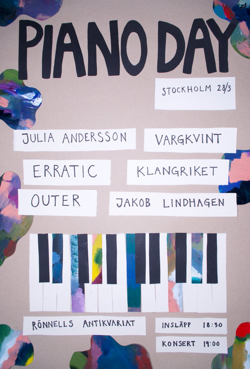weareouter's tweet image. Playing at #PianoDay Stockholm this friday! 🖤🤍
Lovely line-up with Vargkvint, Jakob Lindhagen, Klangriket, Julia Andersson and Erratic. Looking forward!
@piano__day