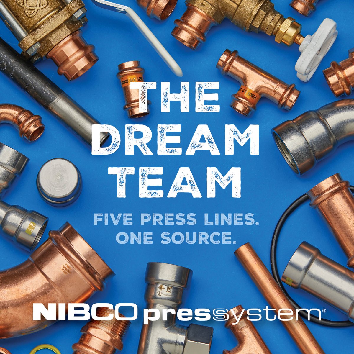 nibcoinc's tweet photo. Meet NIBCO's Dream Team! With five powerhouse press lines, these systems are designed to tackle any project with ease and efficiency. Which press line is your MVP on the job site? 

 #NIBCO #Press #PressG #PressACR #BenchPress #BenchPressG https://t.co/cvgqCg164j