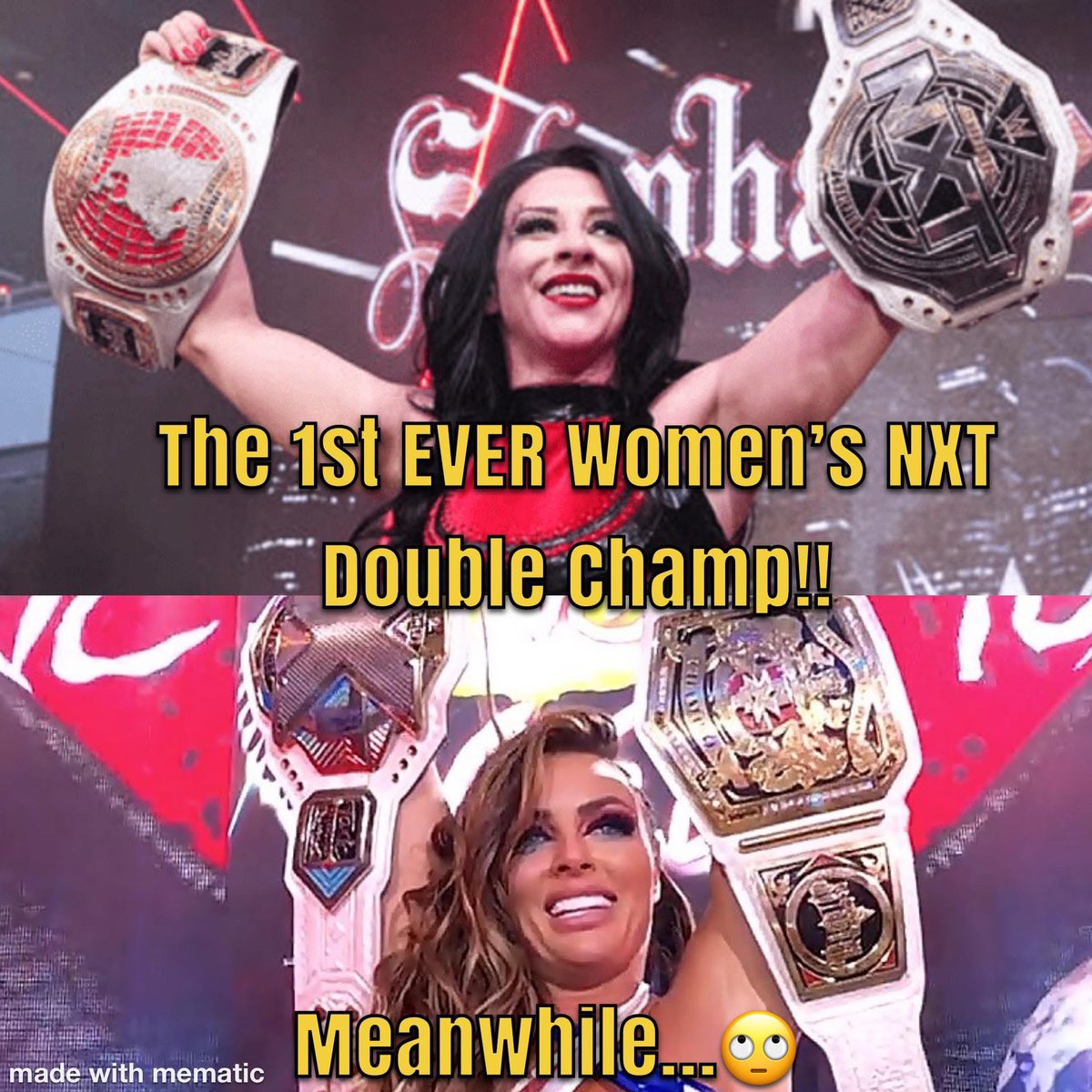 PGHPayne36's tweet image. I like when @WWE tries to pretend that their own history doesn’t exist. Or that we’re all stupid or something. @mandysacs was the 1st women’s double champion, don’t let them fool you. And that’s no knock at Steph she’s great. She’s just not the 1st.