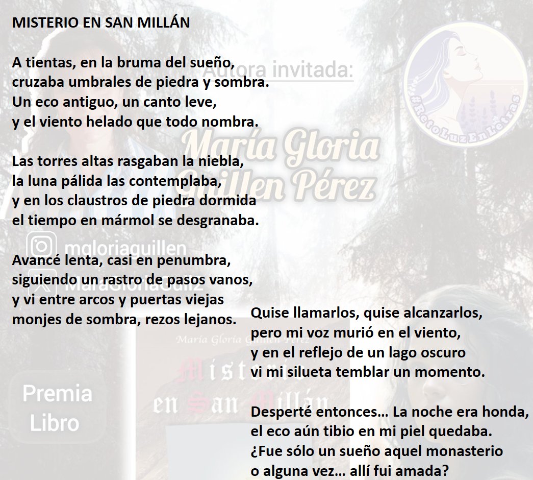<a href="/Luztintalavanda/">📚 Luz | Creadora de Contenido</a> <a href="/MaraGloriaGuil2/">María Gloria Guillén Pérez</a> #RetoLuzEnLetras