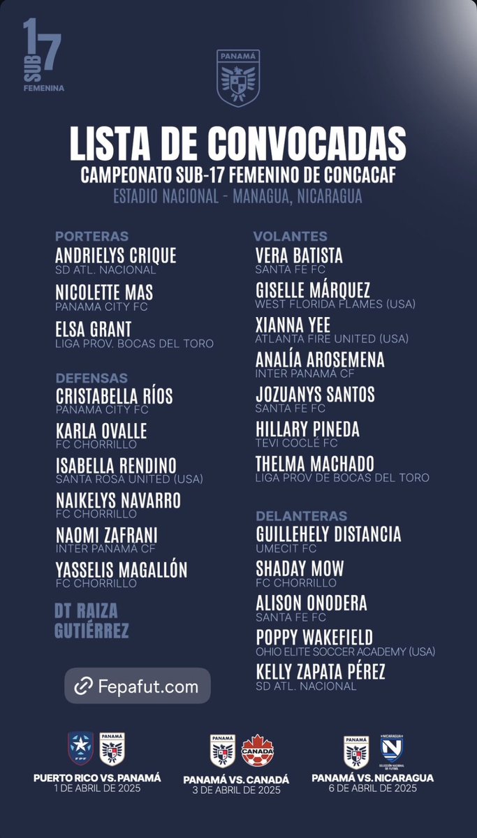Congratulations to Soph. Poppy Wakefield selected to represent Panama for the Concacaf Women’s U-17 Championship in Managua, Nicaragua. Upcoming competitions against Puerto Rico (4/1 8pm), Canada (8/3 8pm), and Nicaragua (8/6 8pm). Streamed on Fox/FS2. <a href="/Boro_Panthers/">Springboro Panthers</a>