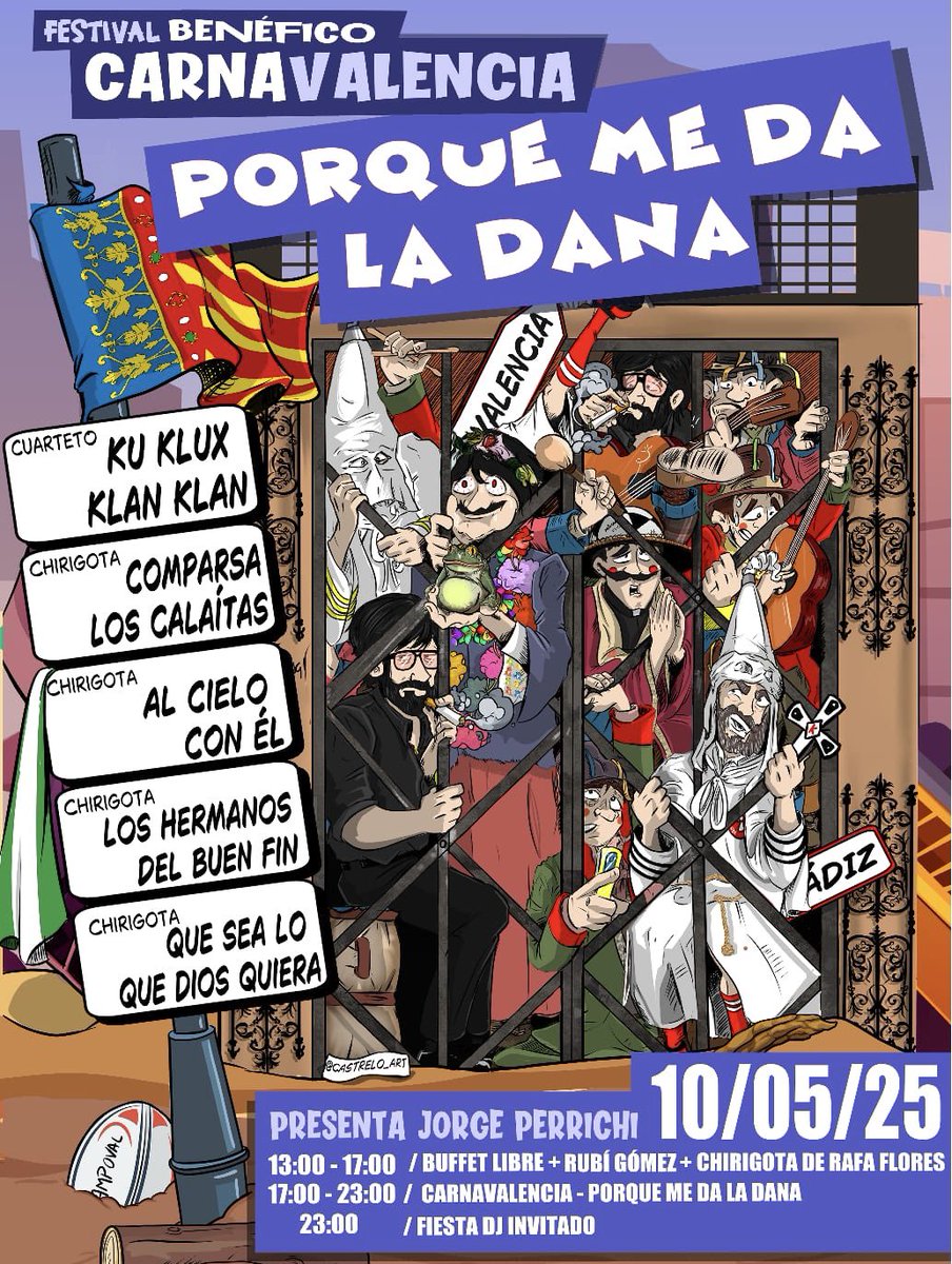 chirigotaflores's tweet photo. ¡NOS VEMOS EL 10 DE MAYO EN VALENCIA!

Encantados de darle la oportunidad a estos teloneros desconocidos en el carnaval para que nos pongan el ambiente calentito.

Entradas aquí: https://t.co/nHtnOZxmtx https://t.co/PoaPtdIujX