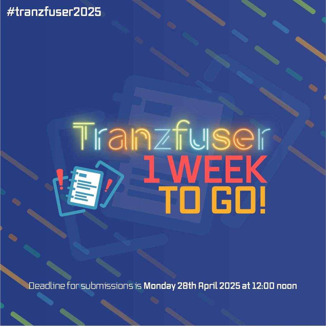 1 week to go, apply now: #Tranzfuser 2025 applications are open! ⏲️

Deadline for submissions is Monday 28th April 12 noon.

Find out how to apply: tranzfuser.com/howtoapply/