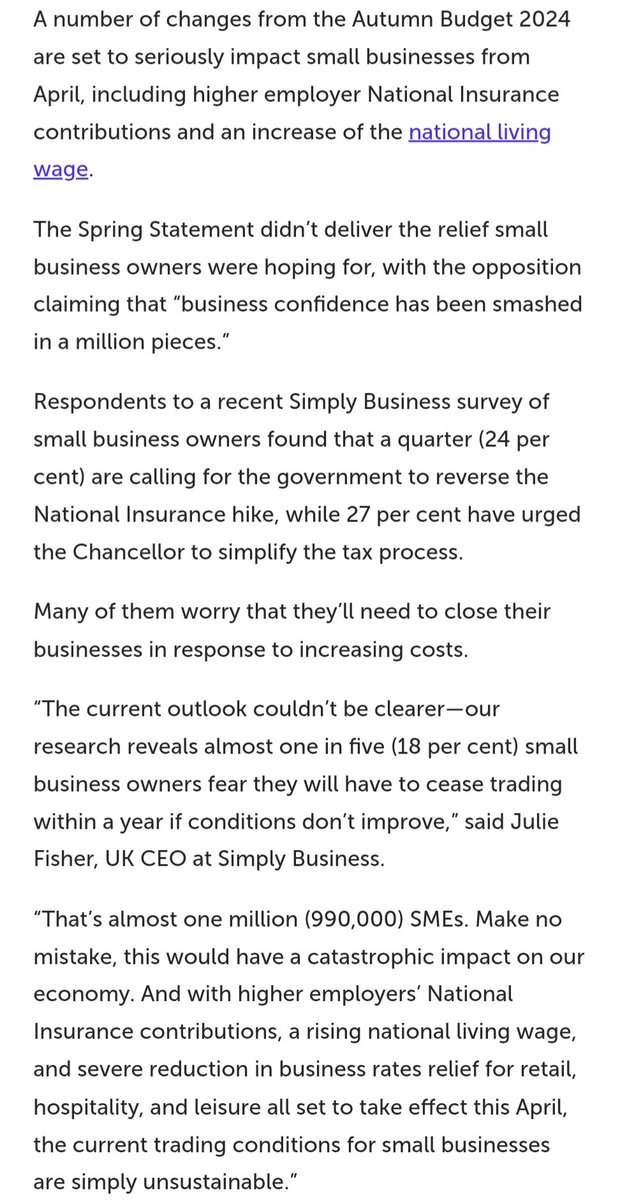 Excellent summary from <a href="/simplybusiness/">Simply Business</a> of the serious damage <a href="/Keir_Starmer/">Keir Starmer</a> and <a href="/RachelReevesMP/">Rachel Reeves</a> are inflicting on business <a href="/CutMyTaxUK/">Cut My Tax</a> <a href="/CBItweets/">CBI</a> <a href="/FSB_Voice/">Federation of Small Businesses (FSB)</a> <a href="/NRFnews/">National Retail Federation</a> <a href="/LibDems/">Liberal Democrats</a> <a href="/the_brc/">The British Retail Consortium</a> <a href="/Conservatives/">Conservatives</a> <a href="/reformparty_uk/">Reform UK</a>
