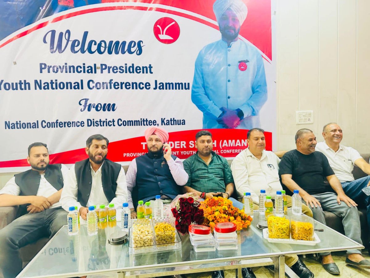 YNCJK's tweet photo. Provincial President JKYNC Jammu @Tejinder013_NC  received a grand welcome in Kathua, where he discussed critical youth issues. The meeting, organized by the District  functionaries and YNC office bearers, highlighted the alarming rise of drug peddling and emphasized the importance of youth involvement in the upcoming Panchayat polls. Tejinder commended the party’s efforts at the grassroots level, urging the recognition of dedicated youth leaders for a more inclusive political process. He reiterated the commitment of the Omar Abdullah-led government towards youth empowerment and their active participation in decision-making. The meeting concluded with a strong resolve to tackle youth challenges and strengthen the party's organizational structure.