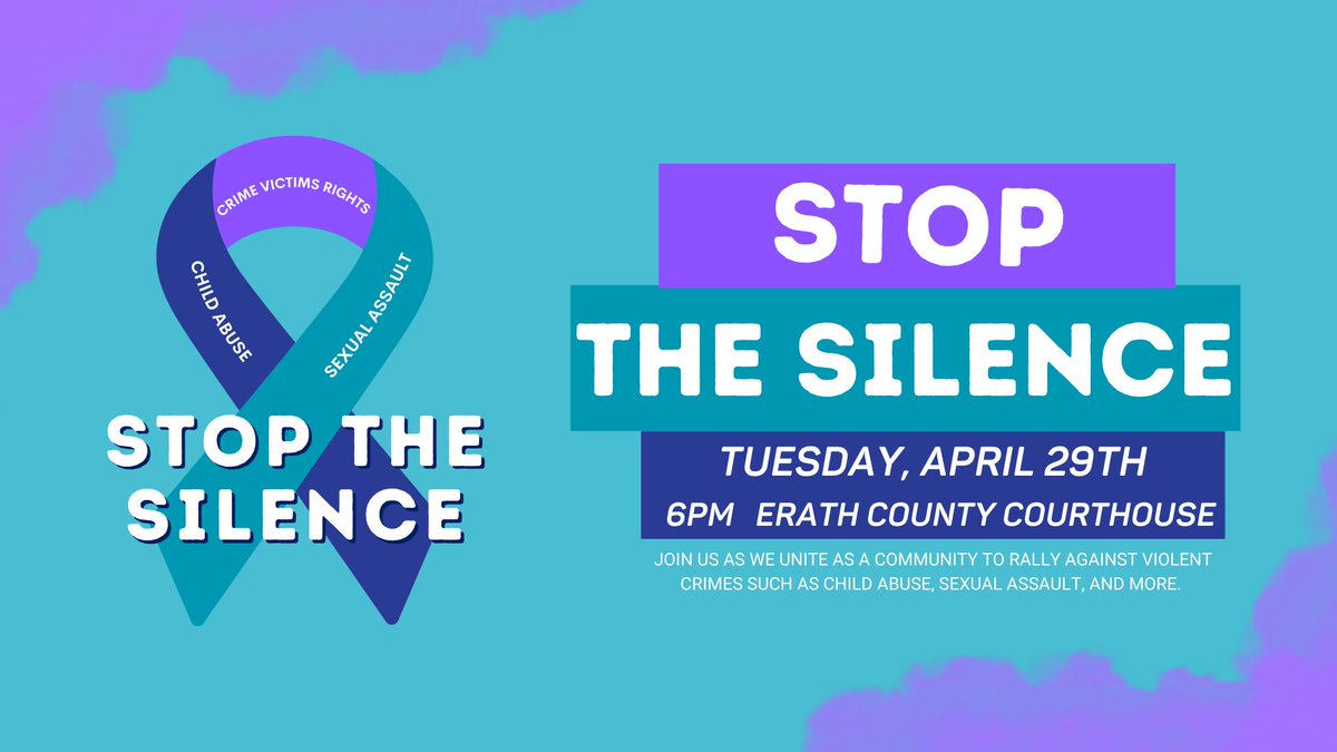 We hope to see some of you at the Stop the Silence Rally on the Stephenville square this evening at 6 p.m. This is a great event that bring awareness to child abuse, sexual assault, and domestic violence. #BLUEforHope #ChildAbusePreventionMonth