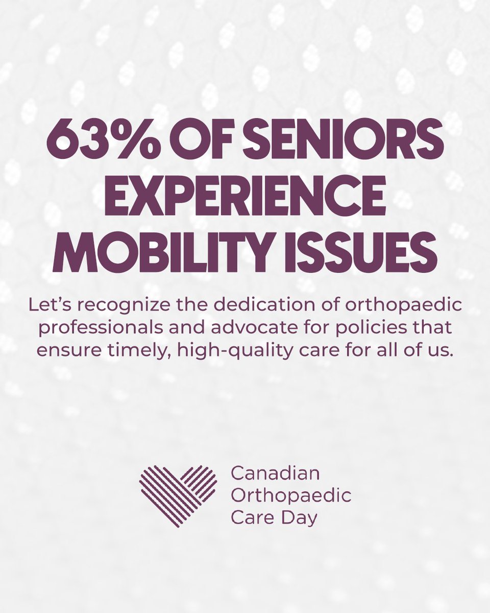 Today is Canadian Orthopaedic Care Day!

With an aging population and rising mobility challenges, investing in the future of orthopaedic care is more important than ever.

We recognize the dedication of orthopaedic professionals and advocate for policies that ensure timely,