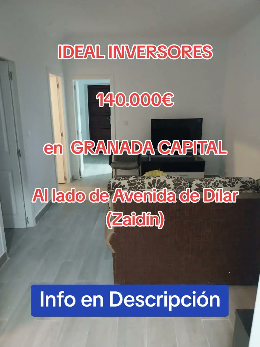 AlminimoInvest's tweet image. 📍OPORTUNIDAD!! Zaidín, Avenida Dílar.

💰 Precio: 140K 

💼 Alquiler estimado: 900€

🏡 90 m².

🏢 Planta baja
🛏 3 dormitorios
🚽 2 baño
👷 Totalmente reformado
💼 HA ESTADO ALQUILADO HASTA FEBRERO.

🌍 Cerca del Estadio Nuevo Los Cármenes. Zona próxima al PTS alta demanda.