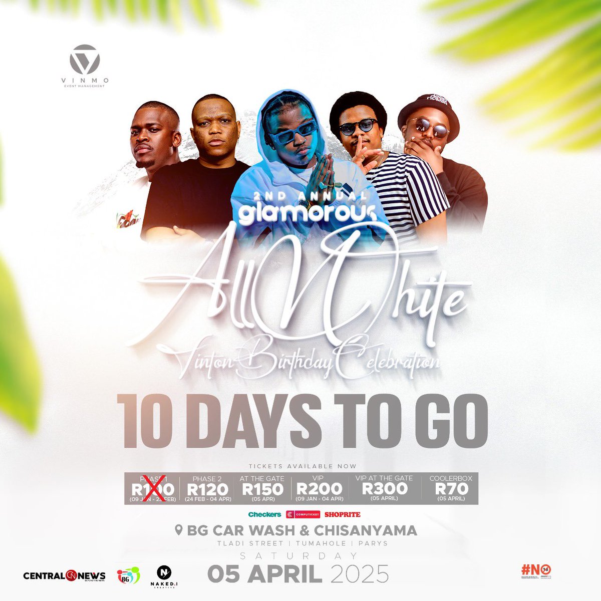 VintonTMokone's tweet photo. ALL WHITE EVERYTHING!! 🤍⚪️🤍
ALL WHITE TSE MONATE !!⚪️🤍⚪️

10 DAYS TO GO‼️‼️

The wait is almost over! Get ready for the most epic celebration of the season!

Don't miss out! Secure your tickets NOW at your nearest Computicket stores (Checkers/Shoprite) https://t.co/x28aAoZmRn