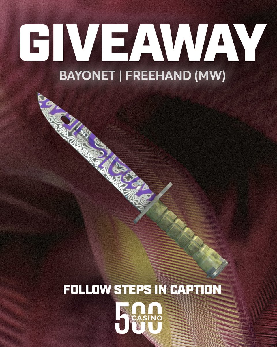 Emil Christensen (@real_heaton) on Twitter photo Guess what?! It’s time for another monthly GIVEAWAY together with <a href="/500Casino/">500 Casino</a>! 🚨
Prize is this beautiful:
⭐️ Bayonet | Freehand (MW)!
Follow these steps to participate:
1. Follow <a href="/Real_HeatoN/">Emil Christensen</a> & <a href="/500Casino/">500 Casino</a>
2. Repost this post & Tag 3 Friends in the Comments.
Winner will Guess what?! It’s time for another monthly GIVEAWAY together with <a href="/500Casino/">500 Casino</a>! 🚨
Prize is this beautiful:
⭐️ Bayonet | Freehand (MW)!
Follow these steps to participate:
1. Follow <a href="/Real_HeatoN/">Emil Christensen</a> & <a href="/500Casino/">500 Casino</a>
2. Repost this post & Tag 3 Friends in the Comments.
Winner will