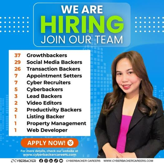 CyberbackerNice's tweet photo. 📷 WE’RE HIRING! 📷
Looking for a remote career with growth, stability, and competitive pay? 📷📷 Cyberbacker is URGENTLY HIRING for multiple roles!
Apply here: https://t.co/Hv1x2DikXu
#Cyberbacker #WeAreHiring #RemoteJobs #WorkFromHome #CareerGrowth https://t.co/taExWeXYBk
