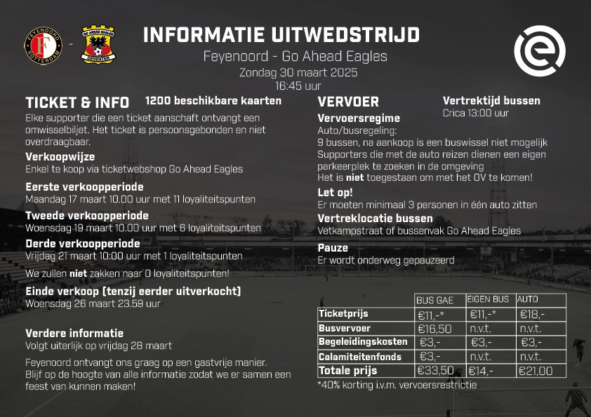 gae_awaydays's tweet photo. Vergeet in alle gekte rondom de Bekerfinale niet: aanstaande zondag mogen we ook al naar De Kuip!
Scoor jouw kaartje voor Feyenoord-uit vandaag, daarna sluit de verkoop.
#feygae https://t.co/n0ZDSjJfzA