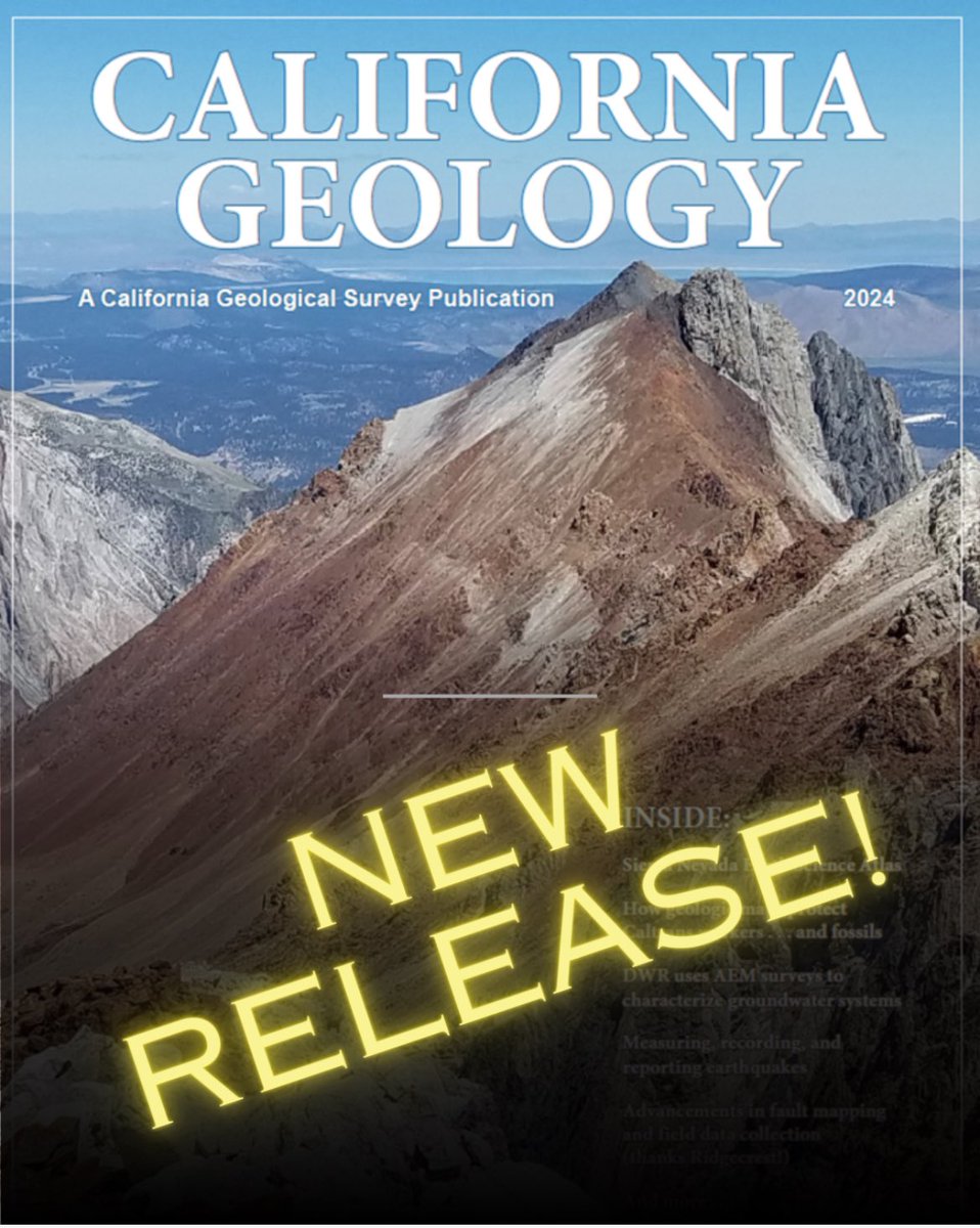 The California Geological Survey is thrilled to announce the return of “California Geology Magazine” after a 20+-year hiatus! Read the magazine here: conservation.ca.gov/cgs/publicatio…